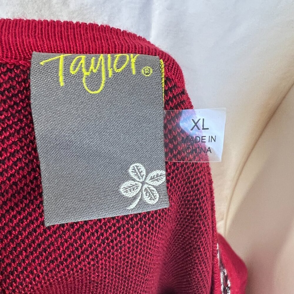 NWT Taylor Red A-Line Midi Sweater Dress $250 - Picture 12 of 15